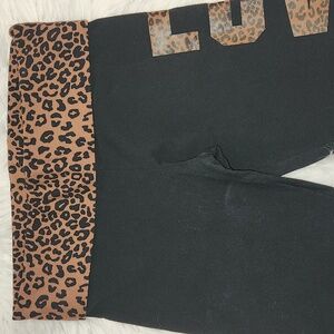 Pink Leopard Print Leggings - Black and Brown